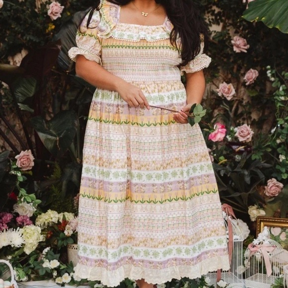 Ivy City Co Women's XXS Boxwood Blossoms Celeste Clark Easter Dress Cottagecore! - Picture 6 of 16